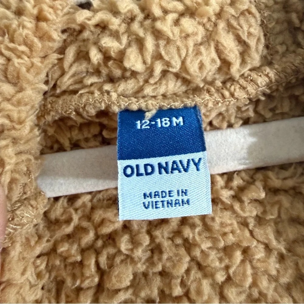 Od Navy Baby Brown Teddy Bear Zipper Onsie